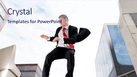  Presentation with buiness - Slides consisting of jumping young buiness man background and a sky blue colored foreground