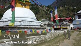  Presentation with stupa - Beautiful theme featuring junbesi-village-nepal-may-2 backdrop and a violet colored foreground