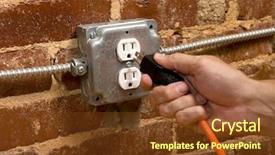  Presentation with outlet - Theme having junction box electrical outlet background and a tawny brown colored foreground