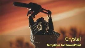  Presentation with chainsaw - Audience pleasing presentation consisting of june-23-2021-scene backdrop and a tawny brown colored foreground