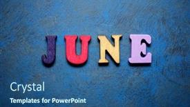  Presentation with june - Amazing presentation design having june-word-on-a-blue backdrop and a ocean colored foreground