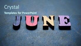  Presentation with june - Presentation theme having june-word-on-a-blue background and a ocean colored foreground