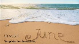  Presentation with sea shore - PPT layouts featuring june-word-on-sea-shore background and a coral colored foreground
