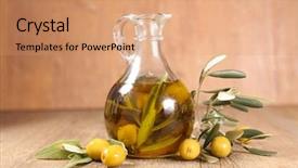  Presentation with olive branch - Amazing theme having jungfrau - oil bottle and olive branch backdrop and a coral colored foreground