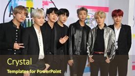  Presentation with bts jungkook - Audience pleasing PPT theme consisting of jungkook-jimin-v-suga-jin backdrop and a tawny brown colored foreground