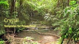  Presentation with world heritage - Presentation theme enhanced with jungle-and-small-waterfall background and a tawny brown colored foreground