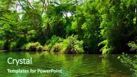  Presentation with africa jungle - Beautiful slides featuring jungle green bush and water backdrop and a tawny brown colored foreground