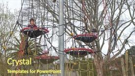  Presentation with children child kid joy faith - Slide set featuring jungle gym - challenging playground installation with nests background and a tawny brown colored foreground
