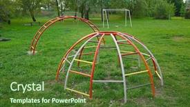  Presentation with monkey - Cool new PPT layouts with jungle gym - colorful monkey bars backdrop and a  colored foreground