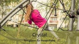  Presentation with jungle - Presentation theme having jungle gym - cute happy little girl background and a  colored foreground