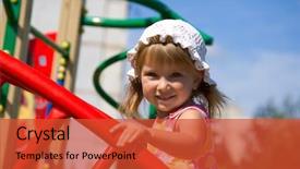  Presentation with playground - Presentation theme featuring jungle gym - cute little girl on outdoor background and a red colored foreground