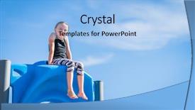  Presentation with equipment lease - Beautiful PPT layouts featuring jungle gym - girl sitting on playground equipment backdrop and a  colored foreground