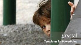  Presentation with farewell girl - Audience pleasing slide deck consisting of jungle gym - young girl peeking from behind backdrop and a  colored foreground