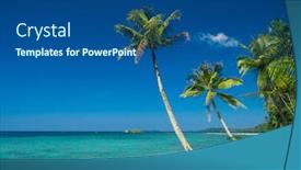  Presentation with green lagoon - Beautiful PPT theme featuring jungle lagoon green getaway backdrop and a ocean colored foreground