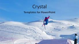  Presentation with high jump - Slide deck consisting of junior high - young skier in blue performing background and a teal colored foreground