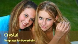  Presentation with best - PPT theme featuring junior high school - two girls outside best friends background and a tawny brown colored foreground