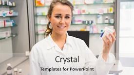  Presentation with hospital pharmacy - Colorful PPT layouts enhanced with junior pharmacist holding medicine jar at the hospital pharmacy backdrop and a lemonade colored foreground