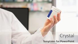  Presentation with hospital pharmacy - Slide deck featuring junior pharmacist holding medicine jar at the hospital pharmacy background and a lemonade colored foreground