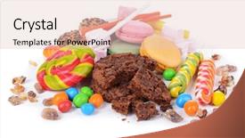 Presentation with sweets - Beautiful theme featuring junk food - different sweets isolated on white backdrop and a lemonade colored foreground