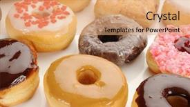  Presentation with donuts - Beautiful presentation theme featuring junk food - extreme close-up image of mixed backdrop and a coral colored foreground