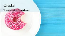  Presentation with business plan blue - Presentation design consisting of junk food - plate with delicious donut background and a light blue colored foreground