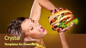  Presentation with hamburger - Colorful presentation enhanced with different baby shoes on light backdrop and a light gray colored foreground.