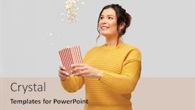  Presentation with junk food - PPT theme featuring junk-food-and-people-concept background and a gold colored foreground