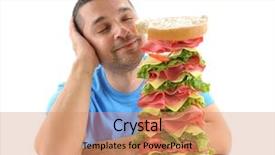  Presentation with sandwich all plates - Audience pleasing slide deck consisting of junk food healthy - adult man dreaming backdrop and a coral colored foreground