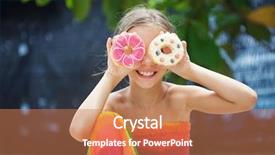  Presentation with sweet - Beautiful slide deck featuring junk food schools - cute kid girl eating sweet backdrop and a coral colored foreground