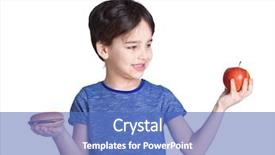  Presentation with junk food - Beautiful presentation theme featuring junk food schools - cute little boy with apple backdrop and a teal colored foreground