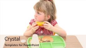  Presentation with school lunch - Presentation design having junk food schools - little girl not happy background and a lemonade colored foreground