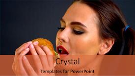  Presentation with school cafeteria - PPT layouts having junk food schools - woman eating hamburger girl wants background and a red colored foreground