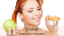  Presentation with custard apple kulfi - Audience pleasing presentation theme consisting of junk food vs healthy food - picture of pretty woman backdrop and a coral colored foreground