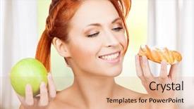  Presentation with apple watch s4 - Cool new slide set with junk food vs healthy food - picture of pretty woman backdrop and a coral colored foreground