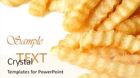  Presentation with space junk - Slide deck enhanced with junk fried food - crinkle cut french fries background and a blonde colored foreground