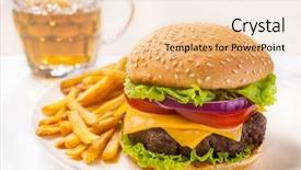  Presentation with french educators - Beautiful presentation design featuring junk fried food - delicious hamburger with french fries backdrop and a lemonade colored foreground