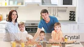  Presentation with family healthy eating - Amazing presentation theme having junk fried food - happy family eating pizza backdrop and a coral colored foreground