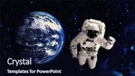  Presentation with jupiter - Presentation design enhanced with jupiter - astronaut flies over the earth background and a wine colored foreground