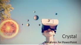  Presentation with planets - Theme consisting of jupiter - graphic image of various planets background and a light gray colored foreground