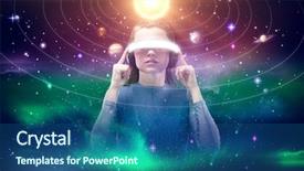  Presentation with jupiter - Slide set featuring jupiter - woman experiencing virtual reality simulator background and a ocean colored foreground