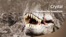  Presentation with prehistoric - Beautiful presentation design featuring jurassic park - tyrannosaurus - prehistoric era dinosaur backdrop and a gray colored foreground