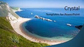  Presentation with holiday destination - Slides enhanced with jurassique - beautiful hidden beach background and a light blue colored foreground