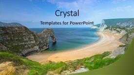  Presentation with door of a small church - Audience pleasing slide deck consisting of jurassique - durdle door at the beach backdrop and a light blue colored foreground