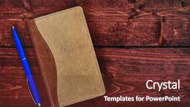  Presentation with notepad - Slide set enhanced with jurnal - notepad and pen on wooden background and a tawny brown colored foreground
