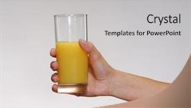  Presentation with orange juice - Presentation theme enhanced with jus de fruit - female hand holding an orange background and a light gray colored foreground