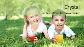  Presentation with sister - Slide deck consisting of jus de fruit - little brother and sister lying background and a  colored foreground