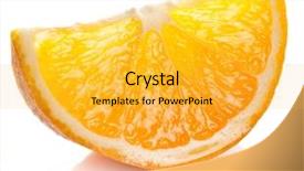  Presentation with orange slice - Colorful slide set enhanced with jus de fruit - orange slice on a white backdrop and a yellow colored foreground