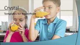  Presentation with juice nature detox cleanse - Theme having jus de fruit - siblings drinking orange juice background and a coral colored foreground