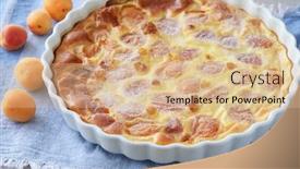  Presentation with apricot - Slide set having just-baked-apricot-clafoutis background and a coral colored foreground
