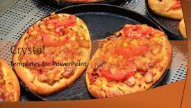  Presentation with tomato - PPT theme consisting of just-baked-hot-crunchy-mini background and a gold colored foreground